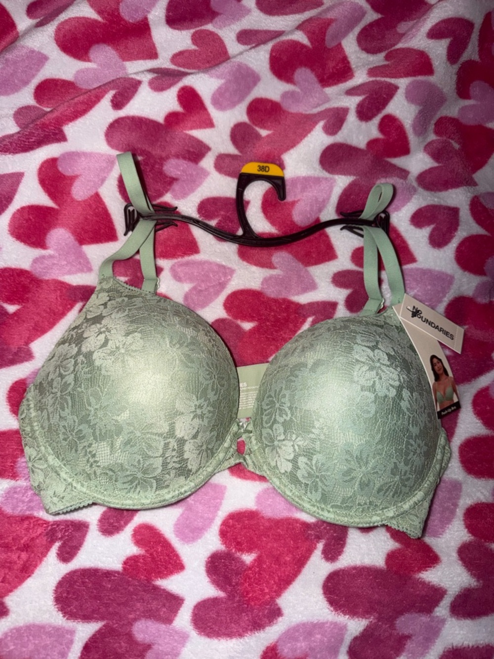 No Boundaries Sage Green Lace T-Shirt Bra - 38D